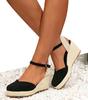 LIHUAMA Suede Wedges Round Toe Ankle Strap High Heel Sandals Shoes Women Espadrilles Pumps Comfort Csaual Sandals Party