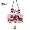 Festive Entrance Hanging Bell Halloween Cute Witch Hat Ghost Door Sign, Wooden Decoration, Decorative Skull Doorbell Pendants for Indoor Outdoor Home