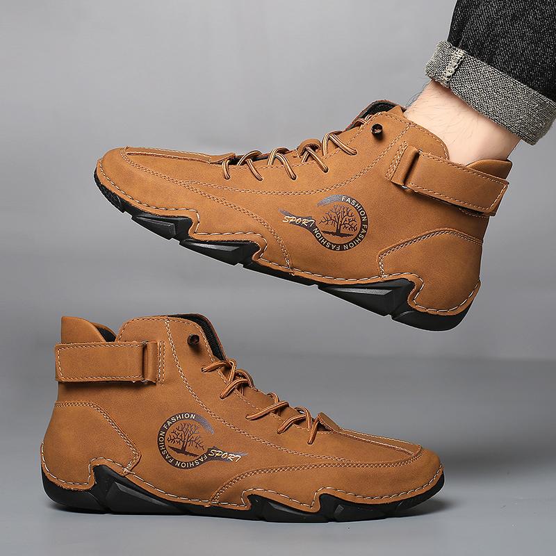 Autumn Winter Handmade Split Leather Boots Men Shoes Comfortable Ankle Boots For Men Casual Shoes Moccasins Men Boots