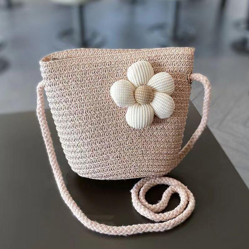 Summer Baby Flower Straw Hat With Handbag Bags 2pcs Set For Kids Little Girls Sun Cap Visor UV Protection Panama Hat Gorras