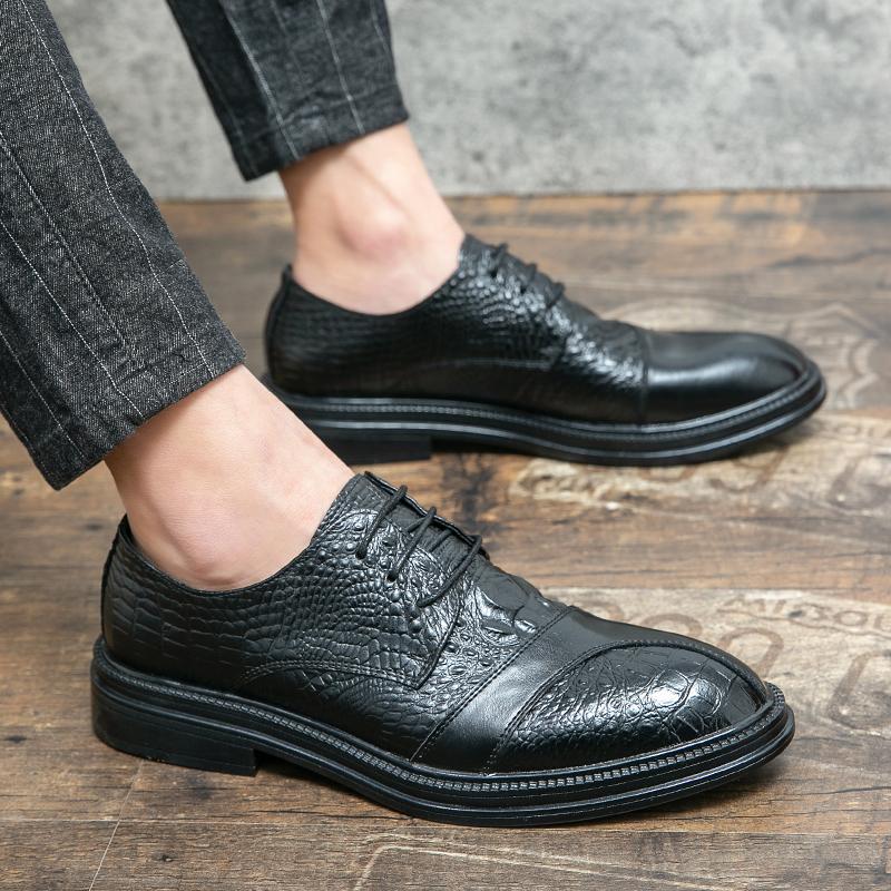 

Модные мужские туфли на шнуровке, деловые, повседневные, кожаные, высококачественные, мужские, офисные, роскошные, дышащие, оксфорды для мужчин 6.5 чёрный