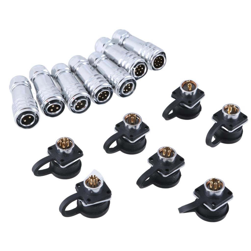 SF12 Metal Aviation Connector SF1210 Plug Set Waterproof 2Pin To 9Pin Metal Socket Plug Pair for Photography Equipments