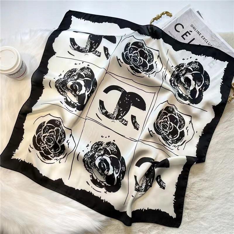 Scarf with print, women' synthetic silk, gift scarf, 70x70