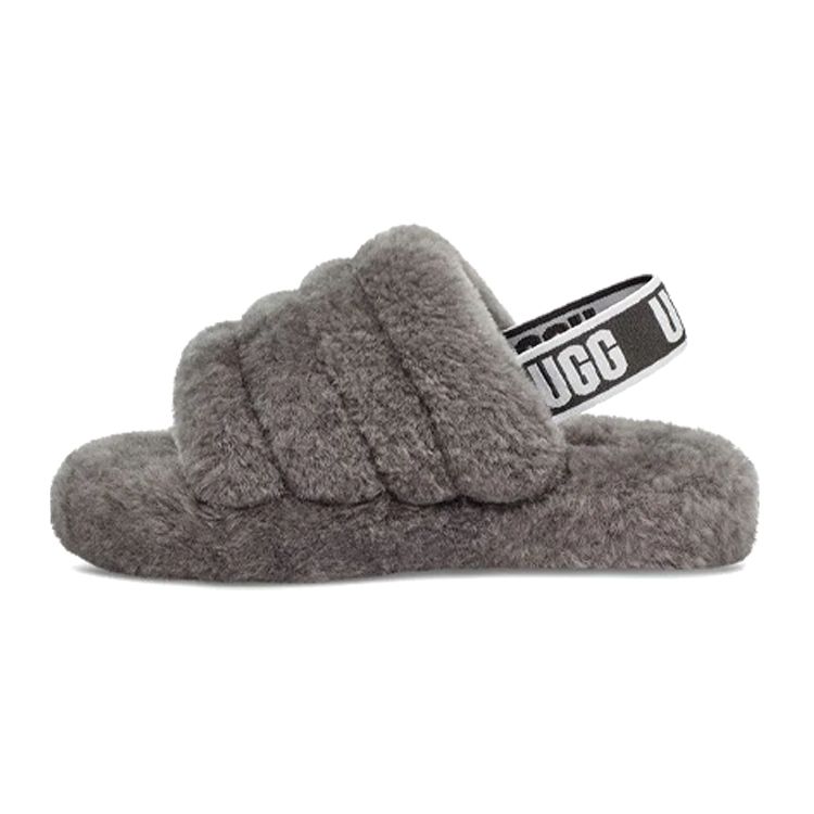 UGG Kids Fluff Yeah Slide Charcoal 1098494K-CHRC 32.5