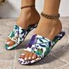 Damen Hausschuhe Neue Sommer Druckschuhe für Damen Flache Strand Freizeit Sandalen Modedesigner Pantoletten Damen Zapatos De Mujer