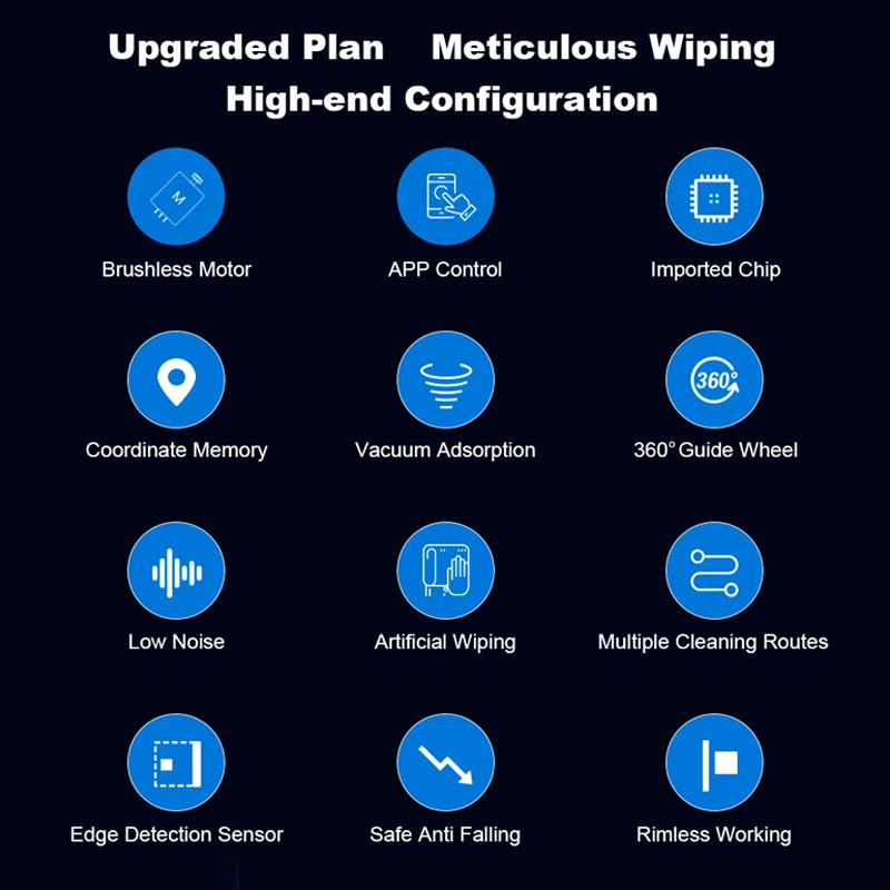 Robot Window Cleaner LIECTROUX YW710 ,Dual Water Spray,Smart Memory,High Vacuum Suction, Laser Sensor, Home Wall Glass Cleaning Robot