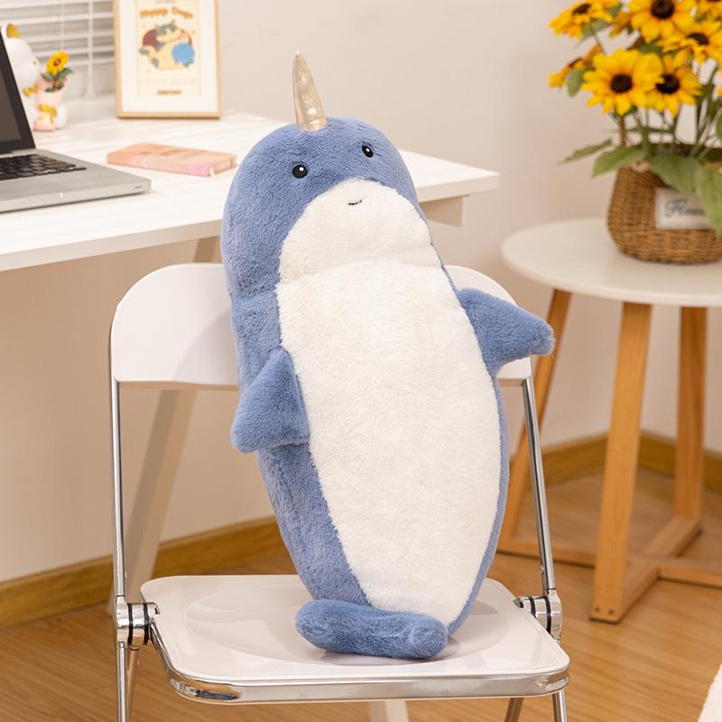 Whale Throw Pillow Reclining Pillow Cute Seal Shark Narwhal Plush Toy Doll Girl