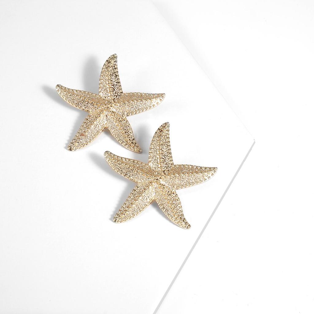 Exaggerated Boho Large Metal Starfish Stud Earrings for Women Ladies Trendy Summer Gold Color Earrings 2026 Fashion Jewelry New