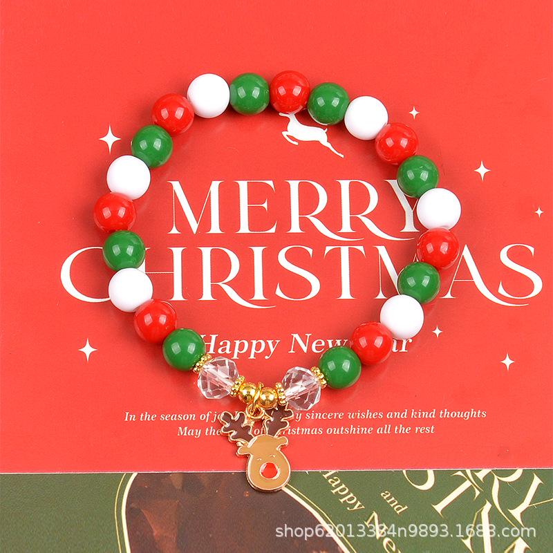 Holiday Beaded Letter & Christmas Tree Bracelet Set - European & American Style