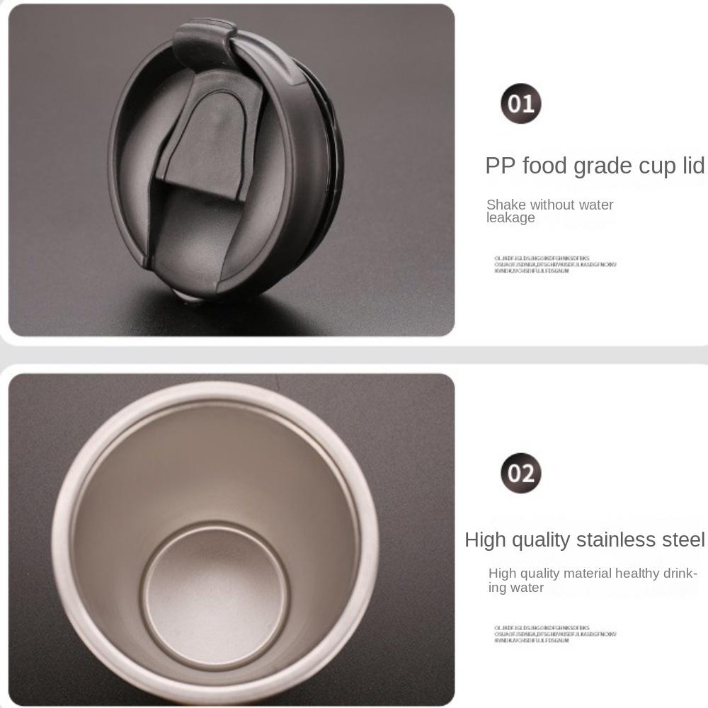 401-500ml Stainless Steel and Bamboo Travel Mug Portable Handle Office Cup Vacuum Coffee Cup