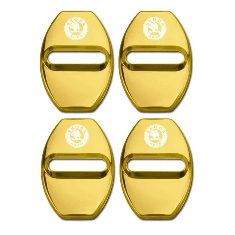 Car Sticker 2026 Hot Car Door Lock Cover for SKODA Emblem Octavia Superb Kodiaq Fabia Rapid Spaceback Karoq Yeti Kamiq Metal Sti