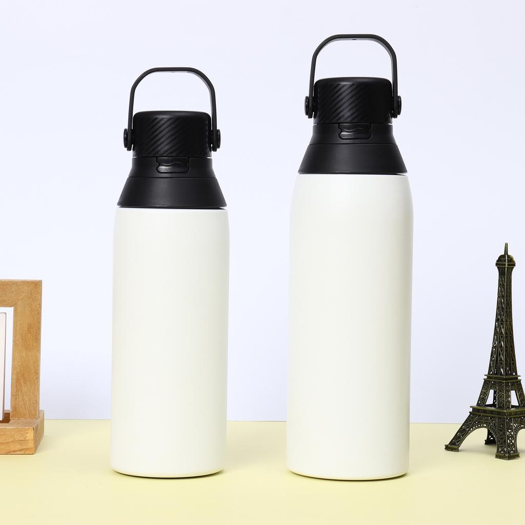 Thickened stainless steel thermos cup Portable car straw cup Creative portable with straw Outdoor sports kettle