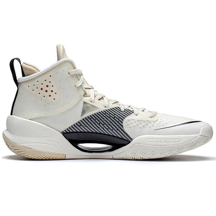 LiNing Ultra Light Anti-Slip Wear-Resistant Mid-Top Basketball Shoes Ecru ABAS027-13