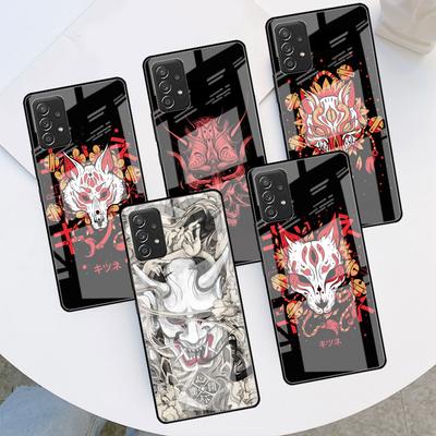 Samsung Galaxy A52 A71 A50 A51 A70 A21s A31 A72 A10 A12 A30 A22 5G için Cam Kılıf Samurai Oni Maskesi