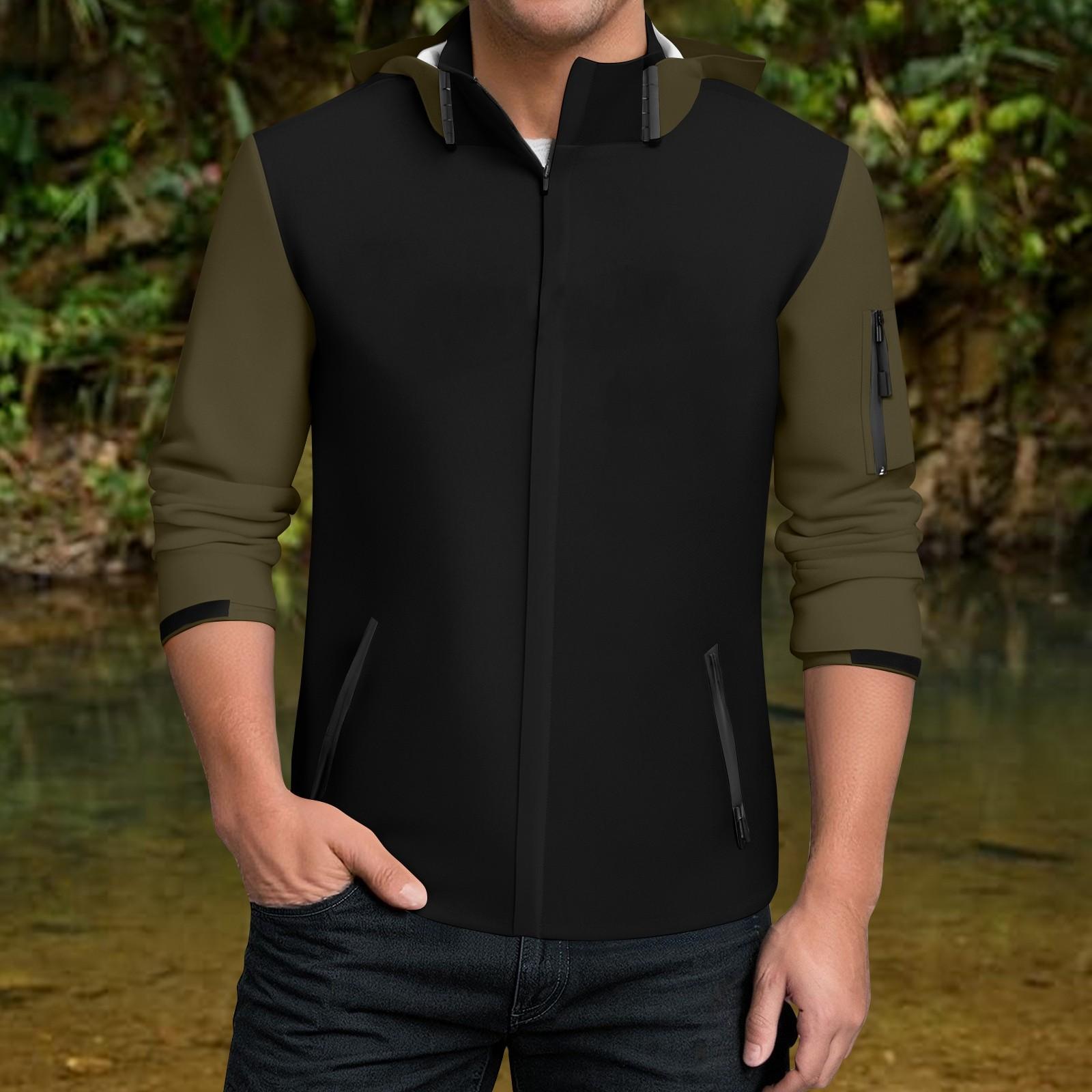 

Мужская водонепроницаемая ветровка, легкий дождевик с капюшоном для повседневной носки L армия зеленый