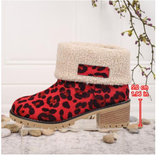 Summer women's boots winter tube women's solid color green thick heel round head snow boots flanged stiletto