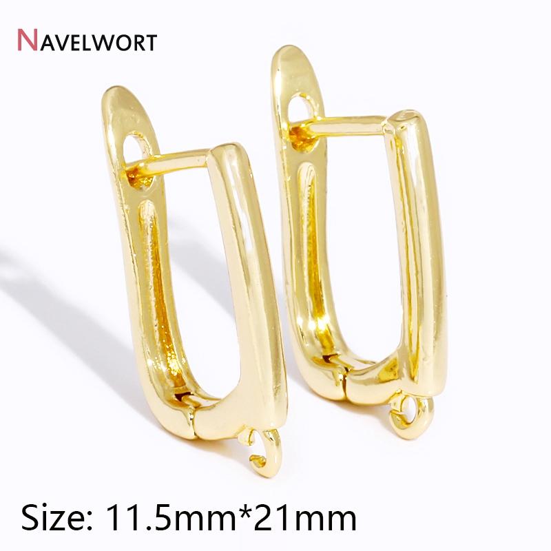 18K Gold Plated Brass Metal Earwires Basic Fasteners,Earring Fixtures,Inlaid Zircon Earring Hooks,Earring Making Supplies