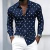 Men's Collared Long-sleeved Shirt, Classic Black Base with White Star Print, Slim Fit, Suitable for Commuting and Going Out.