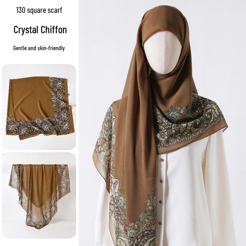 Damenmode 130x130 Seidenähnlicher Gaze Quadratischer Schal Stola - High-End, Leichtgewicht, Langer Schal