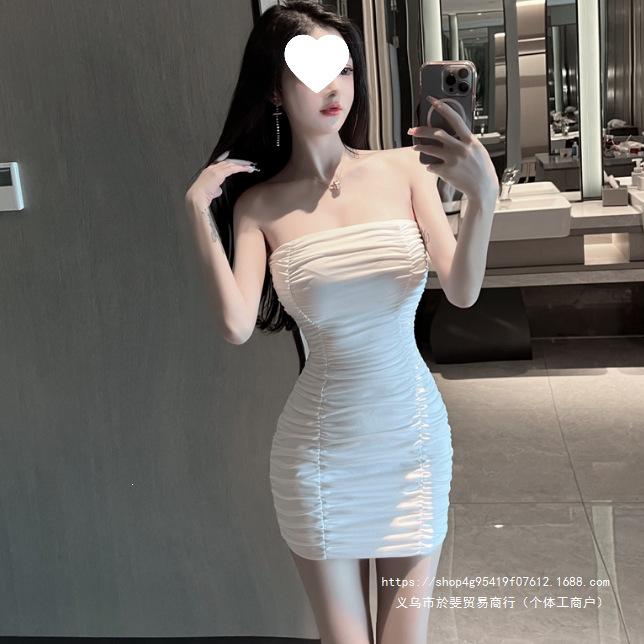 Spice Girl French Tube Top Dress Women's Summer Pure Lust Sexy Tight and Thin Temperament Chic Hip-wrapped Short Skirt