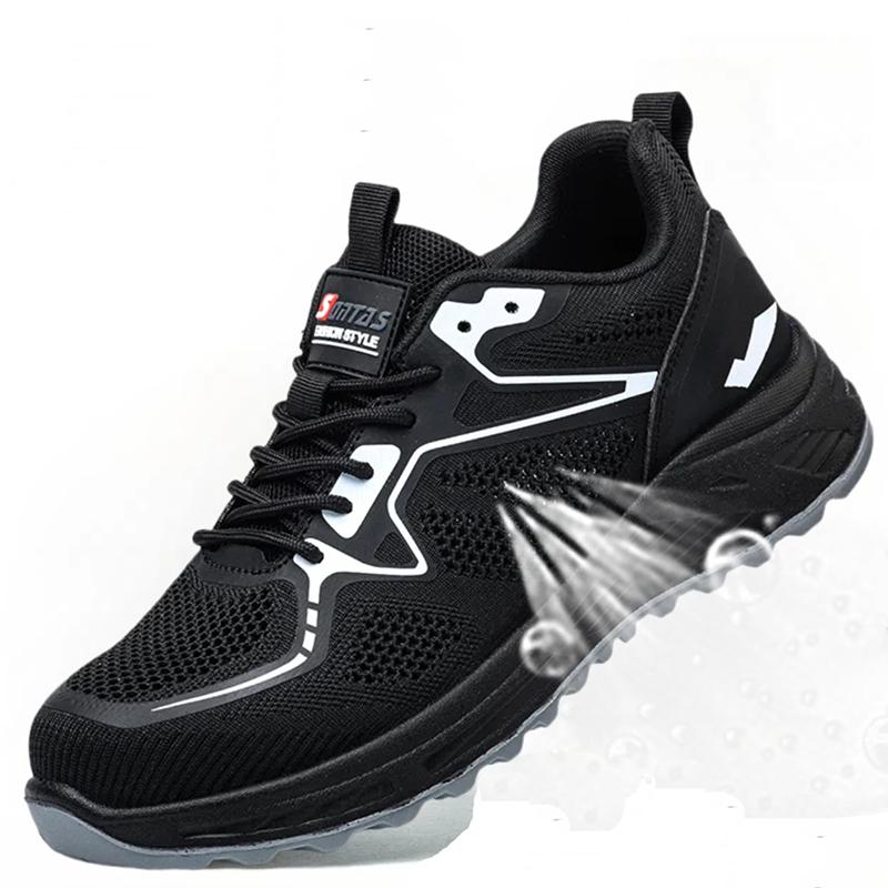 

большой размер мужские повседневные дышащие стальные носки рабочая защитная обувь рабочие защитные ботинки летние утепленные кроссовки защита 290 темно серый