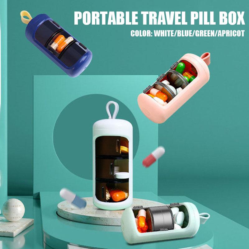 

PDTO Небольшая портативная дорожная коробка для таблеток с выдвижным футляром для лекарств с 3 отделениями