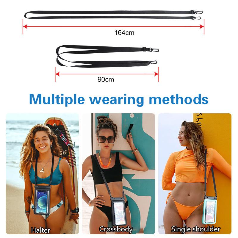 Double Swimming Pouch Mobile Phone Case Cover With Lanyard For Cell Phone Bag Swimming Dry Bag Underwater Case Waterproof Bag