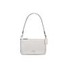 Pouch 20 Embossed Lettering Logo Zipper Cross-grain Leather and Canvas Clutch Bag Hand Shoulder Bag Small Women's White