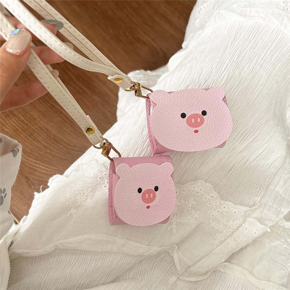 Cartoon piggy earphone cover for apple AirPods 2 3-4 generation bluetooth leather protective case pro2 anti-drop female