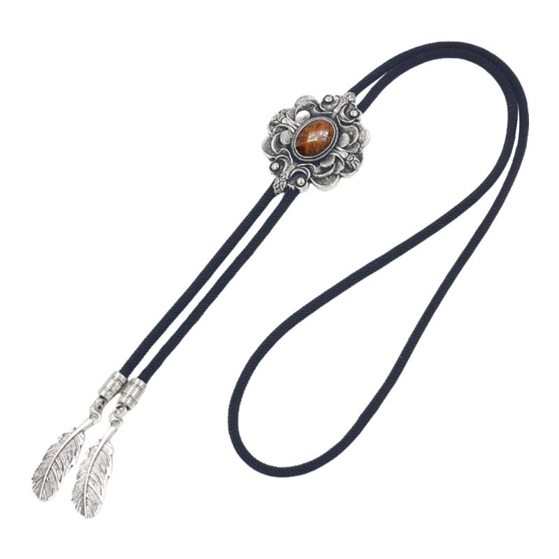 

Engraving Stone Bolo Tie Carved Necktie for Shirt Jeans Western Necklace Braided Shoestring Necktie Bolo Tie коричневий