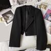 Suit Jacket Women Short Coat Lapel Long Sleeve Single Button Cardigan Style Solid Color Loose Fit Casual Business Simple Blazer