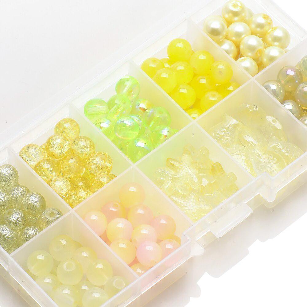 10 Grids/Box Kristall Glas Perlen Schmuck Herstellung Kits Naturstein Seestern Fisch Handwerk Für DIY Armband Halskette