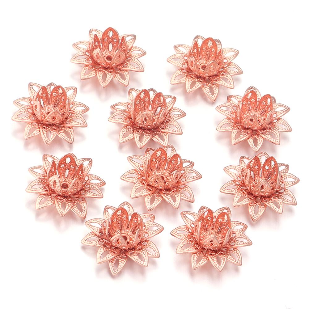 10pcs 16mm Metal Lotus Flower Beads Caps Loose Spacer End Beads Cap For Jewelry Making DIY Crafts Earrings Necklace Accessories