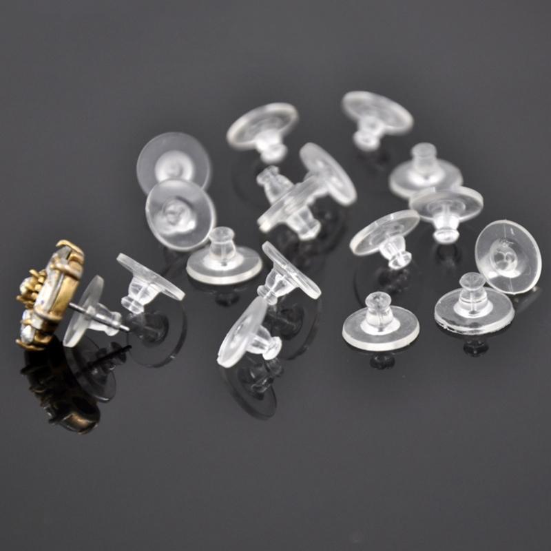 Pack of 100 Silicone Earring Plugs Earrings Back Clear Rubber Ear Studs Stoppers Comfortable Closures for Heavy Earrings