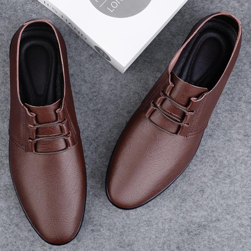 Fashion Spring Autumn Leather Oxford Shoes Business Men Walking Footwear Soft Casual Shoes Handmade Comfy Formal Dress Footwear Sneakers
