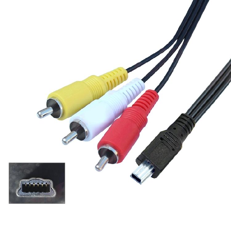 Mini USB to 3 RCA Cable for EOS 1D, 1D X, Cameras Audio Video Transfer