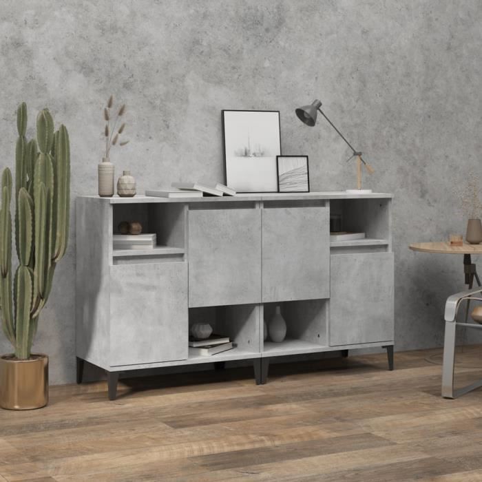 VidaXL Buffets 2 Pcs Concrete Grey 60x35x70 Cm Engineered Wood 3185731