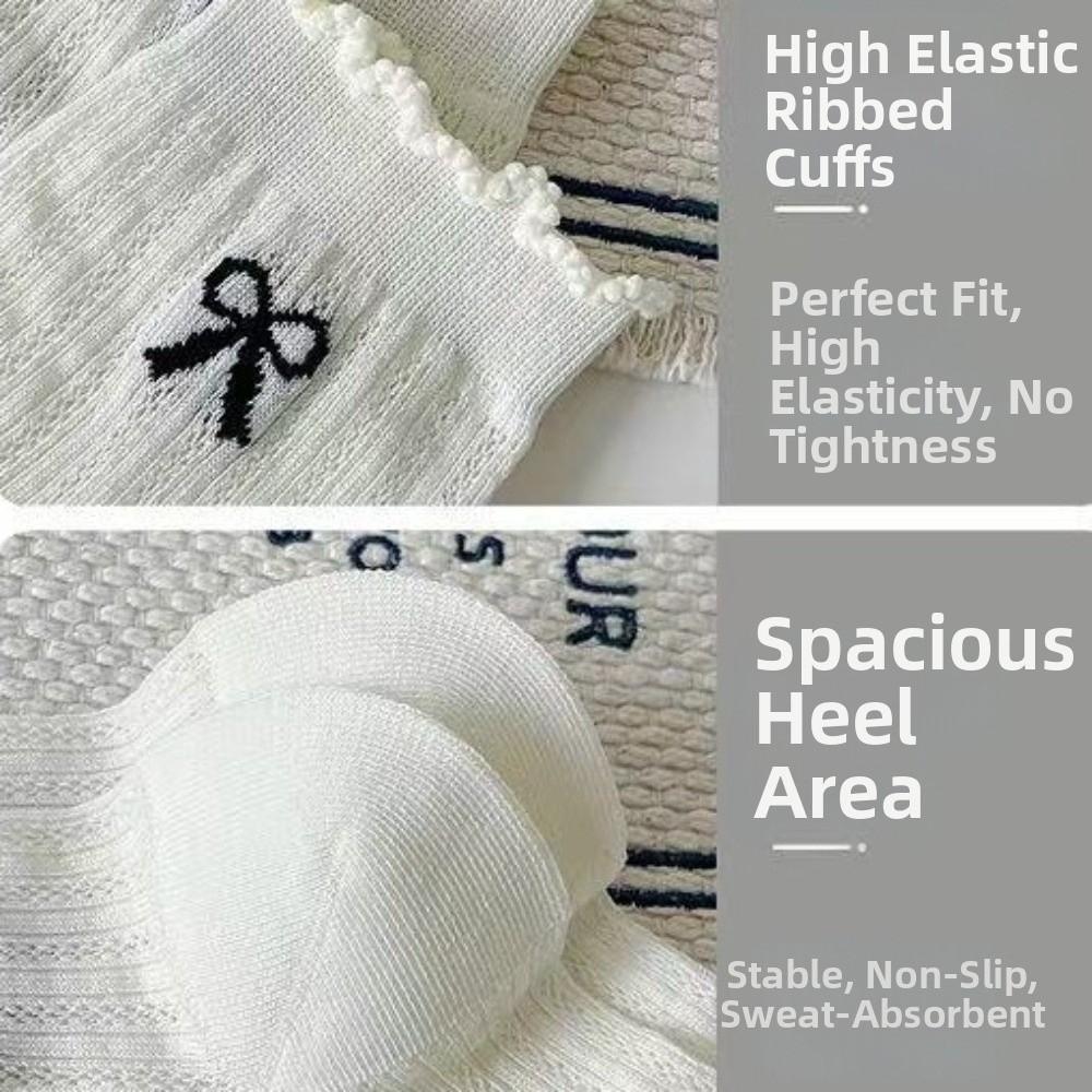 Breathable Women Ankle Socks Ruffle Lace Bow Embroidery Socks New Cotton Short Socks