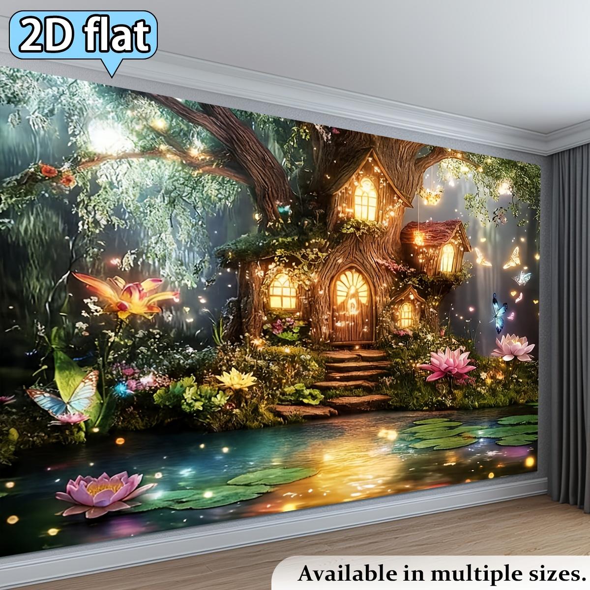 1pc Fairy Tale Style Treehouse Background Cloth, Theme Banner Background Cloth 47.2x31.5inch/120*80cm