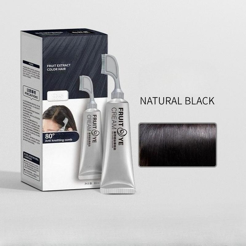 

1 шт. Крем для окрашивания волос не требует приготовления, растения могут закрасить седину, расческа для окрашивания фруктовыми красителями, черная однокомпонентная краска для волос