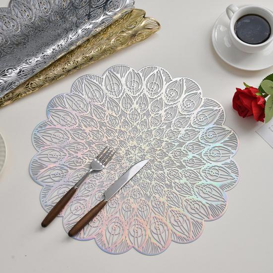 Yousheng PVC Placemat for Dining Table Scratch-Resistant Hollow Pad Decorative Heat-Resistant Table Bowl Mats for Kitchen Restaurant Use