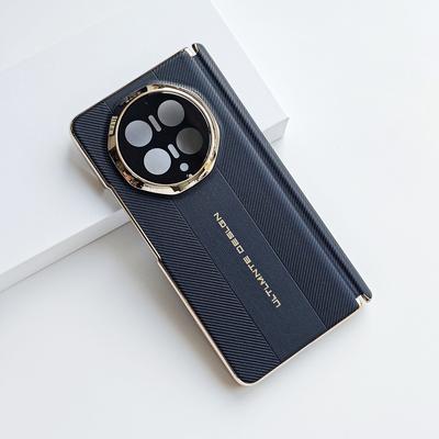 Ultimate Design Leather Electroplated Gold Frame Middle Axis Dual Hinge Case For Honor Magic V6 Lens Camera Protection Cover