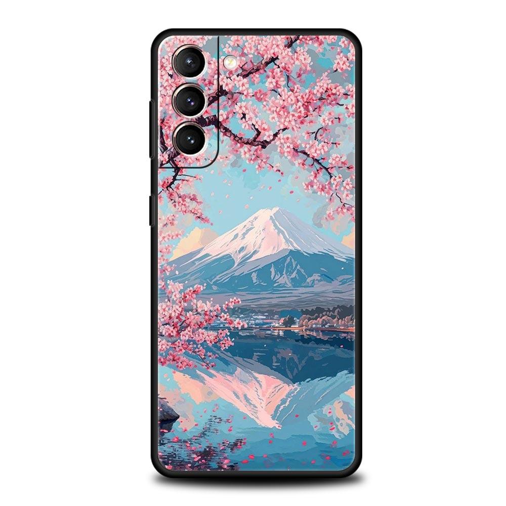Japan Mount Fuji Painting Cherry blossom Phone Case For Samsung Galaxy S26 Ultra S25 Plus S24 FE S23 S22 5G S21 S20 Cover Soft