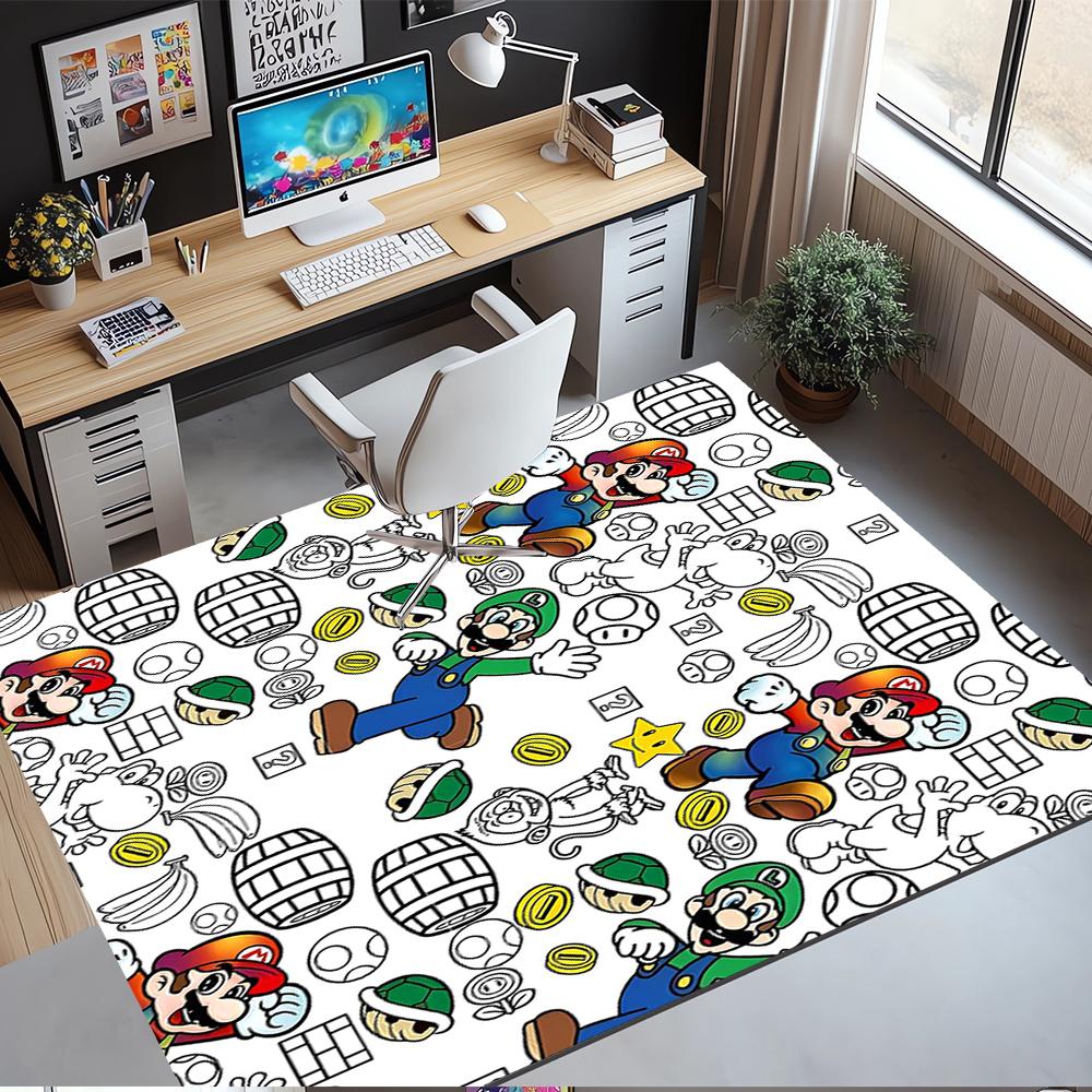 Mario Printed Carpet Rug for Office Chair Living Room Bedroom Kitchen Room Decor Gifts