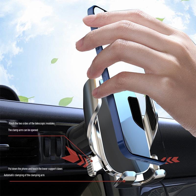 Automatic Locking Car Phone Holder for Air Vent - Supports Horizontal, Vertical, Oblique Placement.