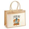 Beach Bag - PLANETEE - Jute with "Catch I Can't" Pocket - Cotton - 43x33 Cm - Printed In France