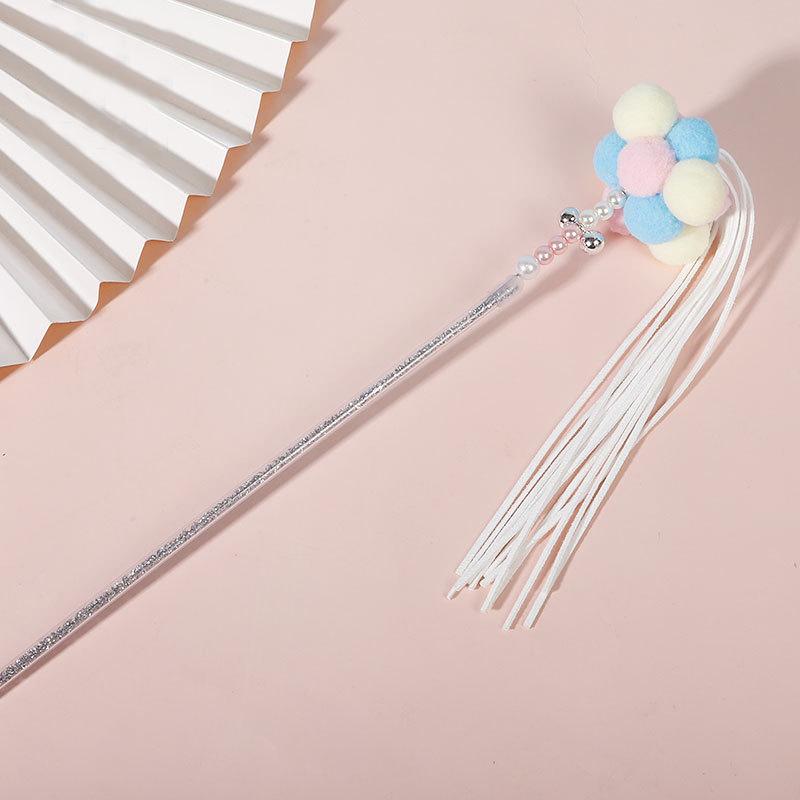 Cat teasing stick plush combination cat toy acrylic fairy cat teasing pole durable and bite resistant long pole cat toy