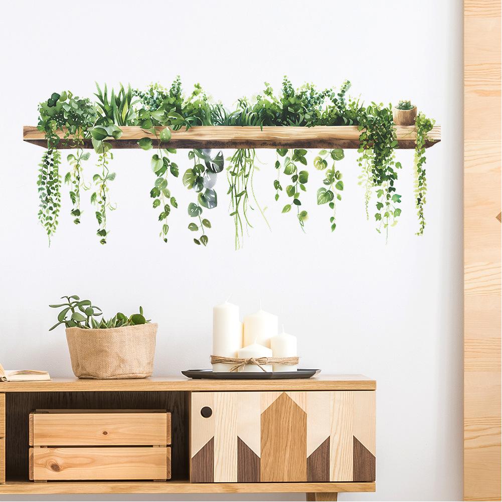 

Зеленые Растения Листья Наклейки на Стену, Съемные Наклейки на Стену с Тропическими Листьями Peel and Stick, Декор в виде Цветочной Лозы Искусство DIY Наклейка Обои Принадлежности 39*90CM