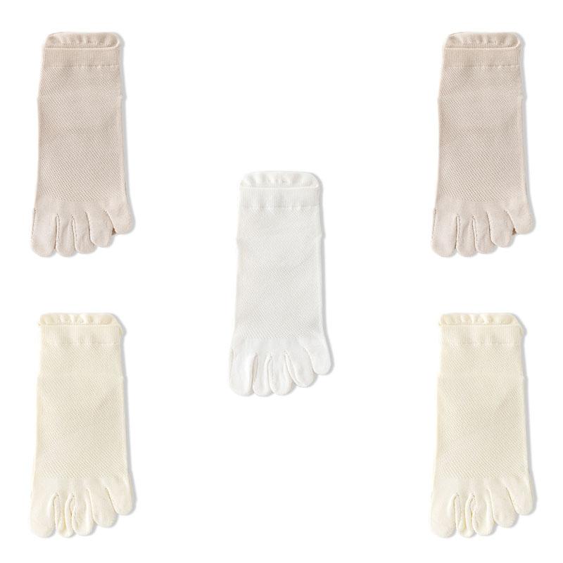 5 Pairs Spring Summer Women Socks Soft Mesh Breathable Cotton Sweat Absorbent Five Finger Socks Outdoor Sports Split Toe Socks