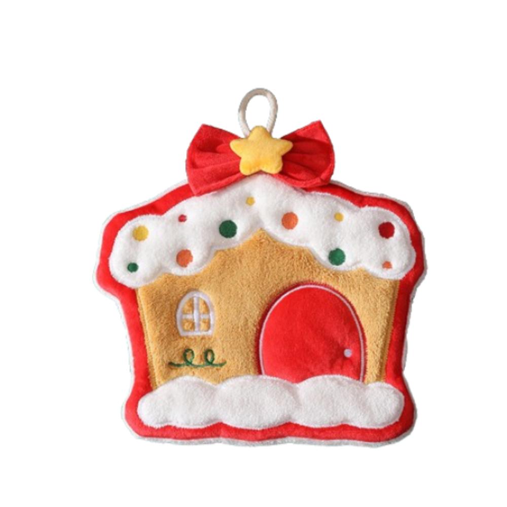 Thickened Christmas Hanging Hand Towels Cartoon Plush Hand Towel  Home Bathroom Kitchen Decor